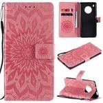 For Huawei Y9a Sun Embossing Pattern Horizontal Flip Leather Case with Card Slot & Holder & Wallet & Lanyard(Pink)