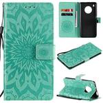 For Huawei Y9a Sun Embossing Pattern Horizontal Flip Leather Case with Card Slot & Holder & Wallet & Lanyard(Green)