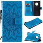 For Huawei Y9a Sun Embossing Pattern Horizontal Flip Leather Case with Card Slot & Holder & Wallet & Lanyard(Blue)