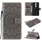 For Nokia 2.4 Sun Embossing Pattern Horizontal Flip Leather Case with Card Slot & Holder & Wallet & Lanyard(Grey)