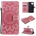 For Samsung Galaxy A42 5G Sun Embossing Pattern Horizontal Flip Leather Case with Card Slot & Holder & Wallet & Lanyard(Pink)