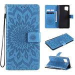 For Samsung Galaxy A42 5G Sun Embossing Pattern Horizontal Flip Leather Case with Card Slot & Holder & Wallet & Lanyard(Blue)