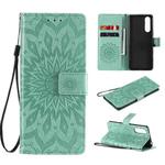 For Sony Xperia5 II Sun Embossing Pattern Horizontal Flip Leather Case with Card Slot & Holder & Wallet & Lanyard(Green)