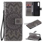 For Sony Xperia5 II Sun Embossing Pattern Horizontal Flip Leather Case with Card Slot & Holder & Wallet & Lanyard(Grey)