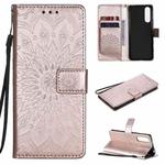 For Sony Xperia5 II Sun Embossing Pattern Horizontal Flip Leather Case with Card Slot & Holder & Wallet & Lanyard(Rose Gold)