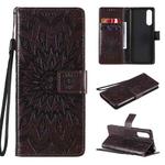 For Sony Xperia5 II Sun Embossing Pattern Horizontal Flip Leather Case with Card Slot & Holder & Wallet & Lanyard(Brown)