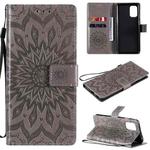 For OnePlus 8T Sun Embossing Pattern Horizontal Flip Leather Case with Card Slot & Holder & Wallet & Lanyard(Grey)