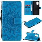 For OnePlus 8T Sun Embossing Pattern Horizontal Flip Leather Case with Card Slot & Holder & Wallet & Lanyard(Blue)