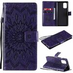 For OnePlus 8T Sun Embossing Pattern Horizontal Flip Leather Case with Card Slot & Holder & Wallet & Lanyard(Purple)