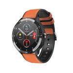 MT16 1.28 inch TFT Color Screen IP67 Waterproof Smart Watch, Support Sleep Monitor / Body Temperature Monitor / Bluetooth Call, Style:Leather Strap(Orange)