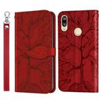 For Huawei P smart 2019 Life of Tree Embossing Pattern Horizontal Flip Leather Case with Holder & Card Slot & Wallet & Photo Frame & Lanyard(Red)