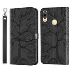 For Huawei P smart 2019 Life of Tree Embossing Pattern Horizontal Flip Leather Case with Holder & Card Slot & Wallet & Photo Frame & Lanyard(Black)
