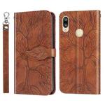 For Huawei P smart 2019 Life of Tree Embossing Pattern Horizontal Flip Leather Case with Holder & Card Slot & Wallet & Photo Frame & Lanyard(Brown)