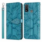 For Huawei P smart 2020 Life of Tree Embossing Pattern Horizontal Flip Leather Case with Holder & Card Slot & Wallet & Photo Frame & Lanyard(Blue)