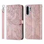 For Huawei P30 Pro Life of Tree Embossing Pattern Horizontal Flip Leather Case with Holder & Card Slot & Wallet & Photo Frame & Lanyard(Rose Gold)