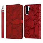 For Huawei P30 Pro Life of Tree Embossing Pattern Horizontal Flip Leather Case with Holder & Card Slot & Wallet & Photo Frame & Lanyard(Red)