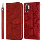 For Samsung Galaxy Note10+ Life of Tree Embossing Pattern Horizontal Flip Leather Case with Holder & Card Slot & Wallet & Photo Frame & Lanyard(Red)