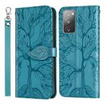 For Samsung Galaxy S20 FE Life of Tree Embossing Pattern Horizontal Flip Leather Case with Holder & Card Slot & Wallet & Photo Frame & Lanyard(Lake Blue)