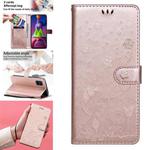 For Samsung Galaxy M51 Cat Bee Embossing Pattern Shockproof Horizontal Flip Leather Case with Holder & Card Slots & Wallet(Rose Gold)