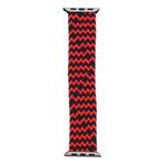 Mixed Color Nylon Braided Single Loop Watch Band For Apple Watch Ultra 49mm / Series 8&7 45mm / SE 2&6&SE&5&4 44mm / 3&2&1 42mm, Size:M(Red Black)