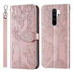 For Xiaomi Poco M2 Life of Tree Embossing Pattern Horizontal Flip Leather Case with Holder & Card Slot & Wallet & Photo Frame & Lanyard(Rose Gold)