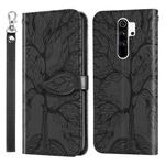 For Xiaomi Poco M2 Life of Tree Embossing Pattern Horizontal Flip Leather Case with Holder & Card Slot & Wallet & Photo Frame & Lanyard(Black)