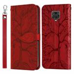 For Xiaomi Poco M2 Pro Life of Tree Embossing Pattern Horizontal Flip Leather Case with Holder & Card Slot & Wallet & Photo Frame & Lanyard(Red)