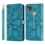 For Xiaomi Redmi 9C Life of Tree Embossing Pattern Horizontal Flip Leather Case with Holder & Card Slot & Wallet & Photo Frame & Lanyard(Blue)