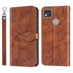 For Xiaomi Redmi 9C Life of Tree Embossing Pattern Horizontal Flip Leather Case with Holder & Card Slot & Wallet & Photo Frame & Lanyard(Brown)
