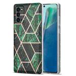 For Samsung Galaxy Note20 Electroplating Stitching Marbled IMD Stripe Straight Edge Rubik Cube Phone Protective Case(Emerald Green)