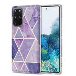 For Samsung Galaxy S20+ Electroplating Stitching Marbled IMD Stripe Straight Edge Rubik Cube Phone Protective Case(Light Purple)