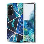 For Samsung Galaxy S20+ Electroplating Stitching Marbled IMD Stripe Straight Edge Rubik Cube Phone Protective Case(Blue)