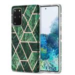 For Samsung Galaxy S20+ Electroplating Stitching Marbled IMD Stripe Straight Edge Rubik Cube Phone Protective Case(Emerald Green)