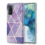 For Samsung Galaxy S20 FE Electroplating Stitching Marbled IMD Stripe Straight Edge Rubik Cube Phone Protective Case(Light Purple)