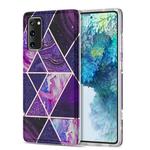For Samsung Galaxy S20 FE Electroplating Stitching Marbled IMD Stripe Straight Edge Rubik Cube Phone Protective Case(Dark Purple)