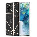 For Samsung Galaxy S20 FE Electroplating Stitching Marbled IMD Stripe Straight Edge Rubik Cube Phone Protective Case(Black)