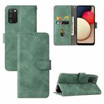 For Samsung Galaxy A02s Solid Color Skin Feel Magnetic Buckle Horizontal Flip Calf Texture PU Leather Case with Holder & Card Slots & Wallet(Green)