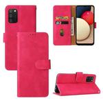 For Samsung Galaxy A02s Solid Color Skin Feel Magnetic Buckle Horizontal Flip Calf Texture PU Leather Case with Holder & Card Slots & Wallet(Rose Red)