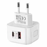 YSY-6087 20W PD + QC 3.0 Dual Ports Travel Charger Power Adapter, EU Plug