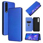 For Rakuten Big Carbon Fiber Texture Horizontal Flip TPU + PC + PU Leather Case with Card Slot(Blue)
