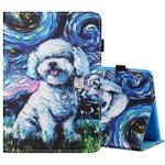 For Huawei MediaPad T5 10 inch Sewing Thread Horizontal Painted Flat Leather Case with Pen Cover & Anti Skid Strip & Card Slot & Holder(Oil Painting Dog)