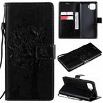 For OPPO F17 Pro / Reno4 Lite Tree & Cat Pattern Pressed Printing Horizontal Flip PU Leather Case with Holder & Card Slots & Wallet & Lanyard(Black)