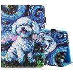Sewing Thread Horizontal Painted Flat Leather Case with Pen Cover & Anti Skid Strip & Card Slot & Holder & Sleep / Wake-up Function For iPad Mini 5 / 4 / 3 / 2 / 1(Oil Painting Dog)
