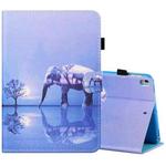 For iPad 10.2 / iPad Air 10.5 2019 Sewing Thread Horizontal Painted Flat Leather Case with Pen Cover & Anti Skid Strip & Card Slot & Holder & Sleep / Wake-up Function(Tree And Elephant)