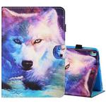 For iPad 10.2 / iPad Air 10.5 2019 Sewing Thread Horizontal Painted Flat Leather Case with Pen Cover & Anti Skid Strip & Card Slot & Holder & Sleep / Wake-up Function(Wolf)