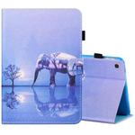 For Samsung Galaxy Tab S6 Lite SM-P610 / 615 Sewing Thread Horizontal Painted Flat Leather Case with Pen Cover & Anti Skid Strip & Card Slot & Holder & Sleep / Wake-up Function(Tree And Elephant)