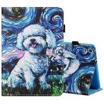 For Samsung Galaxy Tab A7 2020 T500 / T505 Sewing Thread Horizontal Painted Flat Leather Case with Pen Cover & Anti Skid Strip & Card Slot & Holder & Sleep / Wake-up Function(Oil Painting Dog)