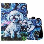 For Lenovo Tab M10 X605F / X505 Sewing Thread Horizontal Painted Flat Leather Case with Pen Cover & Anti Skid Strip & Card Slot & Holder & Sleep / Wake-up Function(Oil Painting Dog)