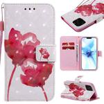 For iPhone 12 / 12 Pro 3D Painting Horizontal Flip Leather Case with Holder & Card Slot & Lanyard(Red Rose)