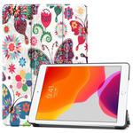 For iPad 10.2 2021 / 2020 / 2019 Colored Drawing Horizontal Flip Leather Case with Three-folding Holder & Sleep / Wake-up Function(Colorful Butterfly)